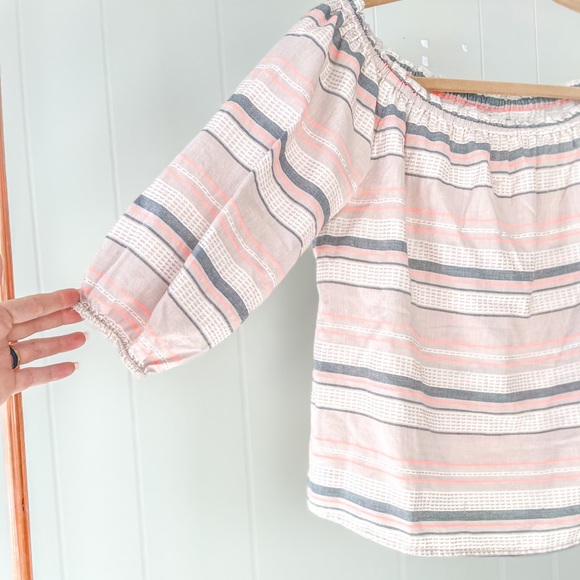 Aerie Neon Coral Striped Blouse - Picture 3 of 5
